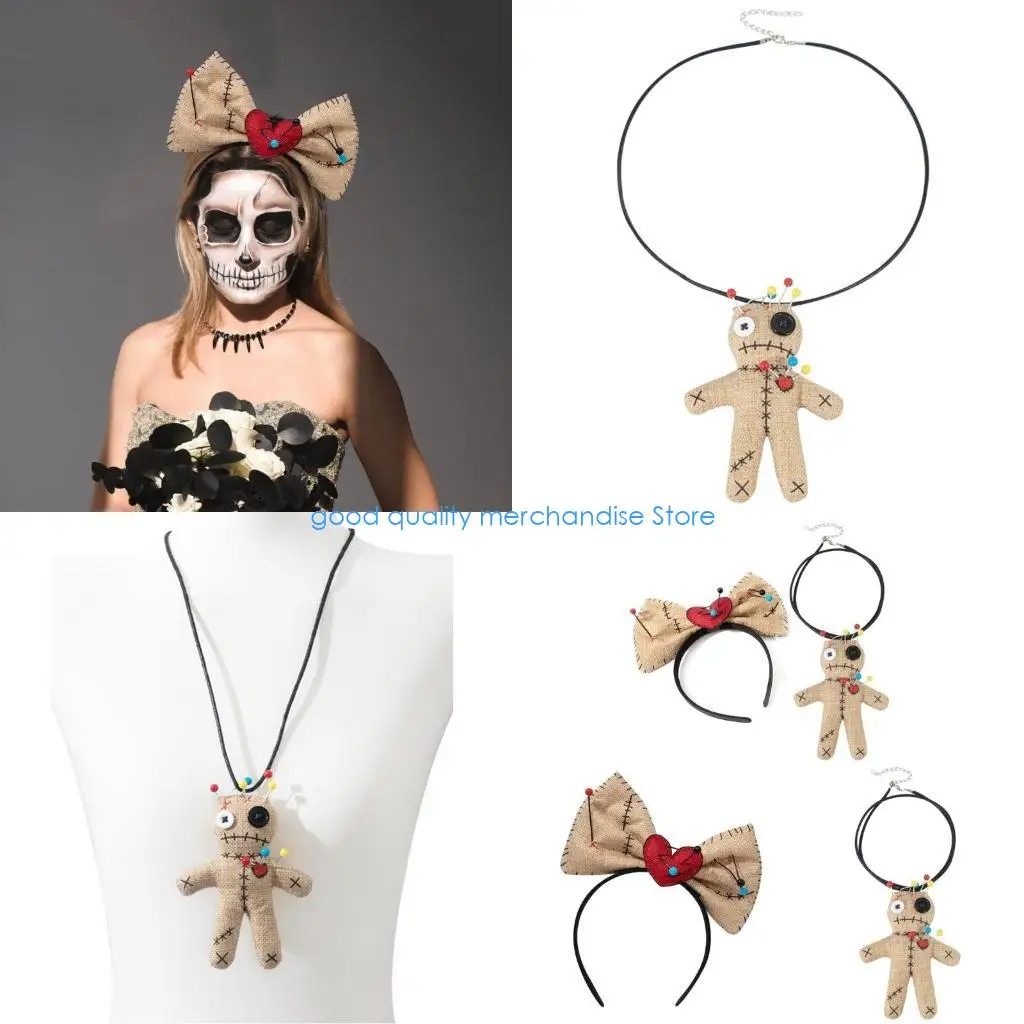 Y5JD Bowtie Headband Voodoo Doll Necklace Cosplay Costume Evil Doll Hairhoop
Y5JD Bowtie Headband Voodoo Doll Necklace Cosplay Costume Evil Doll Hairhoop