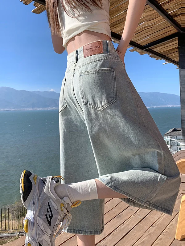 Summer Thin High-End Light Blue Seven-Five Jeans Women's Pants Guangzhou Xintang Small Size Six-Five Wide Leg Pants
Summer Thin High-End Light Blue Seven-Five Jeans Women's Pants Guangzhou Xintang Small Size Six-Five Wide Leg Pants