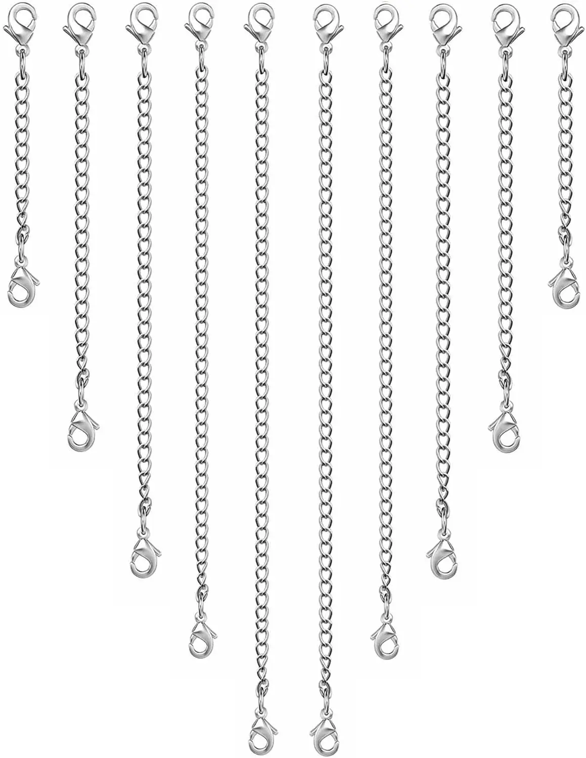 OHINGLT Necklace Extender 10Pcs Chain Extenders for Necklaces Bracelet, Silver Plated Stainless Steel Extension Chain
OHINGLT Necklace Extender 10Pcs Chain Extenders for Necklaces Bracelet, Silver Plated Stainless Steel Extension Chain