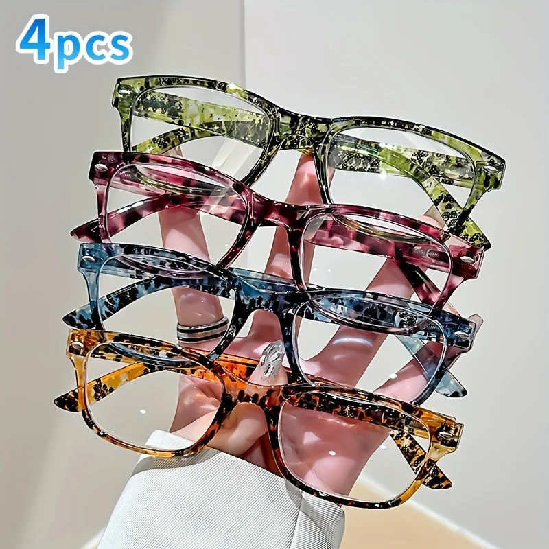 4pcs Fashionable Rectangular Reading Glasses - Computer Glasses with Anti-Glare Coating, Blue Blocking Lens Eye Protection
4pcs Fashionable Rectangular Reading Glasses - Computer Glasses with Anti-Glare Coating, Blue Blocking Lens Eye Protection
