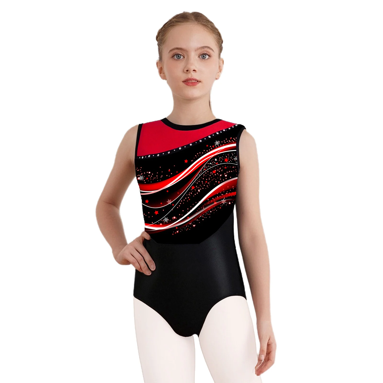 Girls Ballet Dance Bodysuit Gymnastics Costume Printed Sleeveless Patchwork Leotard for Dance Stage Performance Figure Skating
Girls Ballet Dance Bodysuit Gymnastics Costume Printed Sleeveless Patchwork Leotard for Dance Stage Performance Figure Skating