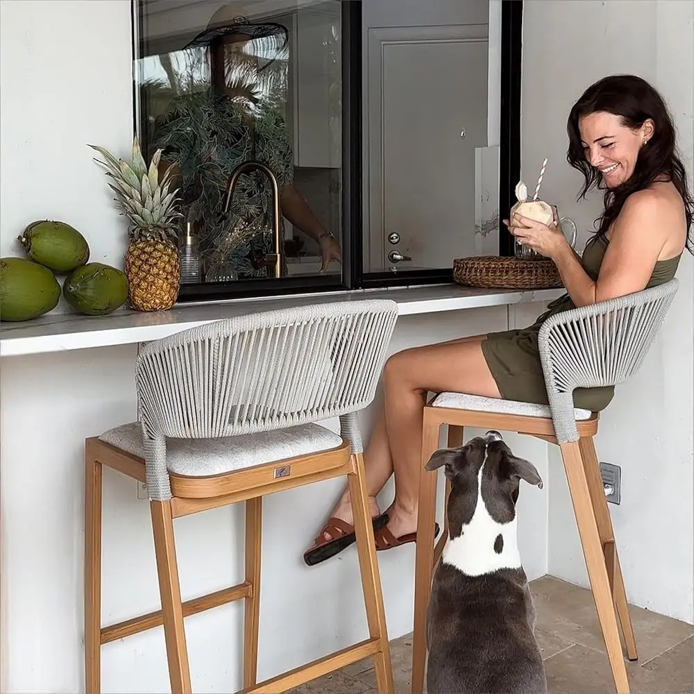 Set Of 2 Bar Stools Outdoor Barstools With Footrest Metal Bar Height Stools Wicker Light Brown Bar Chairs
Set Of 2 Bar Stools Outdoor Barstools With Footrest Metal Bar Height Stools Wicker Light Brown Bar Chairs