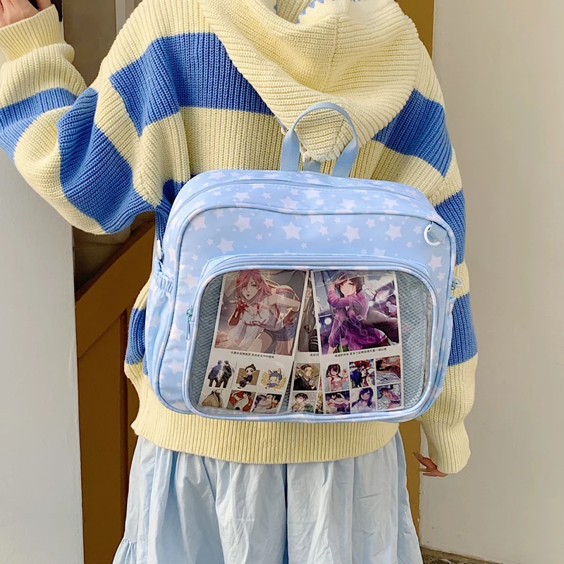 2025 New Anime Bag Backpack Blue Star Pattern Transparent Display Window Kawaii Casual Rucksack for Student Cosplay Fan Gift
2025 New Anime Bag Backpack Blue Star Pattern Transparent Display Window Kawaii Casual Rucksack for Student Cosplay Fan Gift