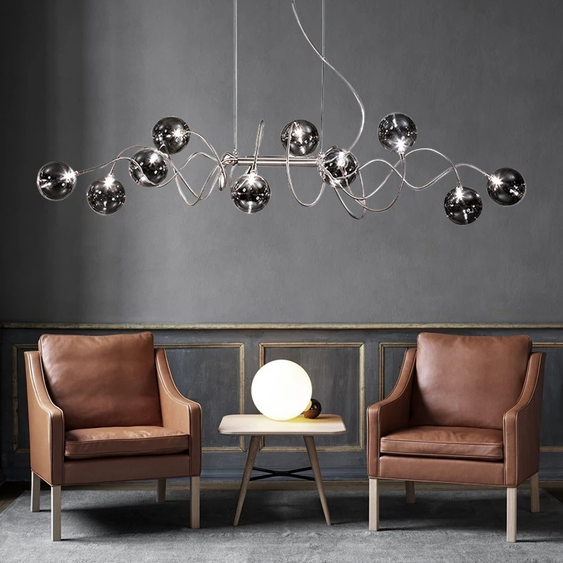 Nordic Creative Simple Magic Bean Chandeliers, Smoke Gray Glass Lustre Stainless Steel Led Lamps, Dining Room Bar Lighting, Dimm
Nordic Creative Simple Magic Bean Chandeliers, Smoke Gray Glass Lustre Stainless Steel Led Lamps, Dining Room Bar Lighting, Dimm