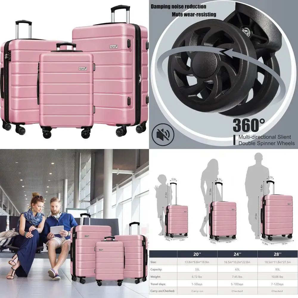 3-Piece Pink Hardside Spinner Luggage Set with TSA Lock for Travel & Business (20/24/28)
3-Piece Pink Hardside Spinner Luggage Set with TSA Lock for Travel & Business (20/24/28)