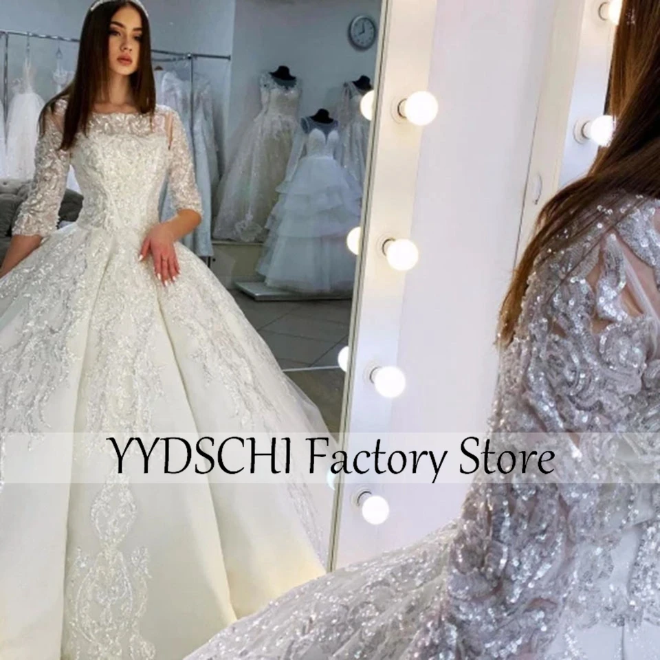 Customized 2025 Wedding Dress African Lace White Long Dresses Bride Dresses Vestidos De Novia Ball Gown Shiny For Women Dresses
Customized 2025 Wedding Dress African Lace White Long Dresses Bride Dresses Vestidos De Novia Ball Gown Shiny For Women Dresses