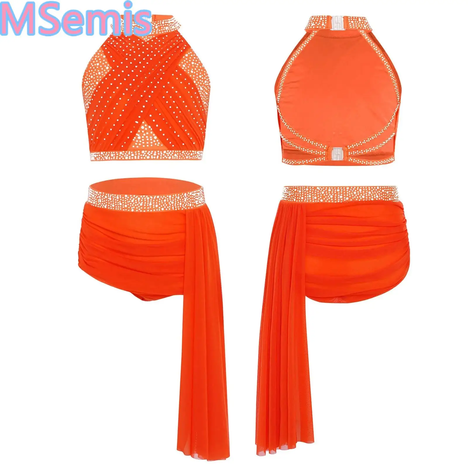 Girls Rhinestone Modern Lyrical Dance Set Costume Halter Sleeveless Backless Cross Mesh Overlay Crop Top Asymmetrical Mesh Skirt
Girls Rhinestone Modern Lyrical Dance Set Costume Halter Sleeveless Backless Cross Mesh Overlay Crop Top Asymmetrical Mesh Skirt