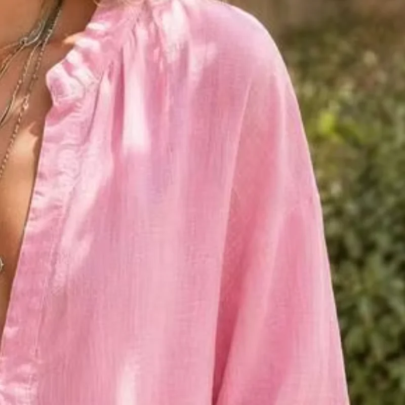 Lightweight Women Shirt Long Sleeve Summer Tops, Pure Color Regular Casual Blouse for Work Parties Vacations Dates
Lightweight Women Shirt Long Sleeve Summer Tops, Pure Color Regular Casual Blouse for Work Parties Vacations Dates