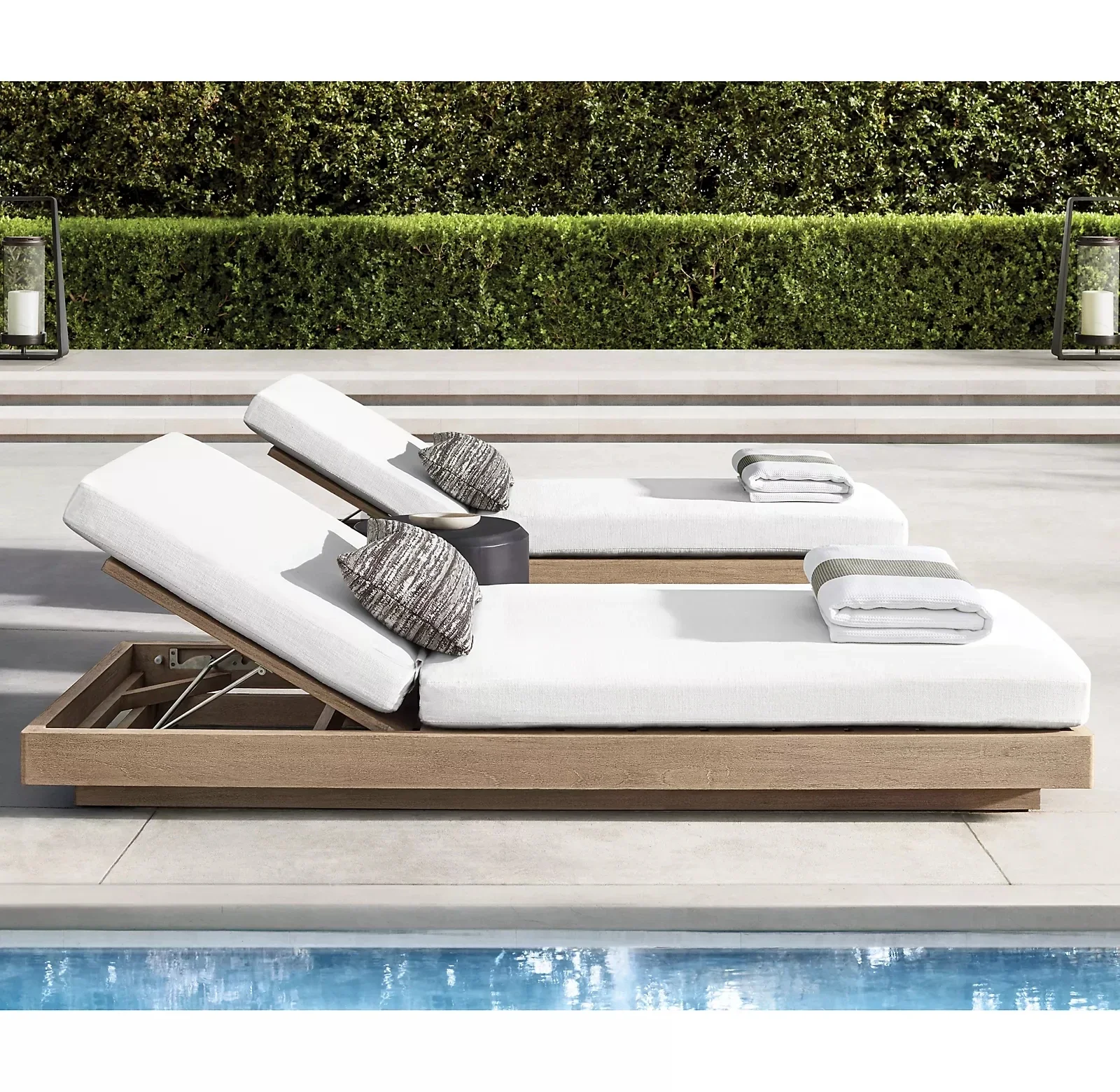 2026 Chinese manufacturer lounge set pool teak daybed outdoor beach sunbed with cushion
2026 Chinese manufacturer lounge set pool teak daybed outdoor beach sunbed with cushion
