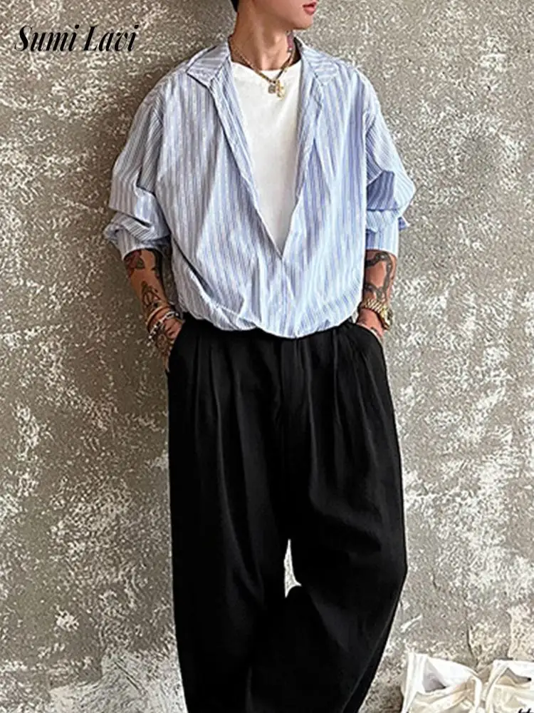 2025 Autumn New Casual Mens Shirts Striped Printing Long Sleeve Lapel Shirts For Men's Fashionable V Neck Fake Two Piece Shirt
2025 Autumn New Casual Mens Shirts Striped Printing Long Sleeve Lapel Shirts For Men's Fashionable V Neck Fake Two Piece Shirt