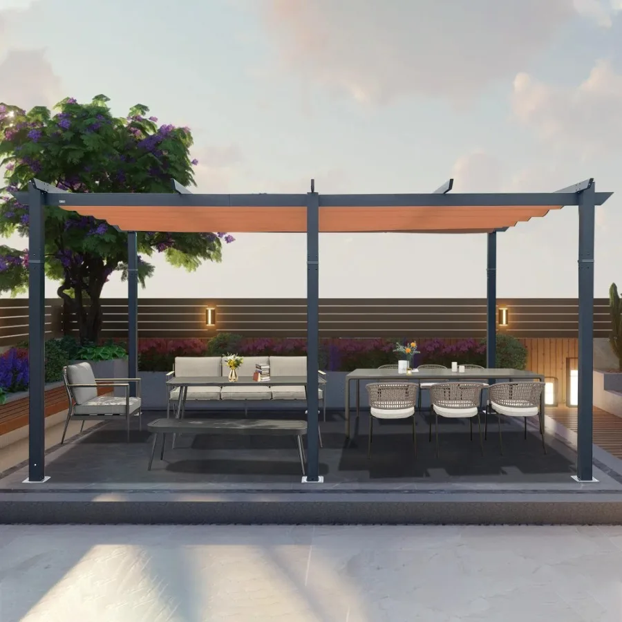11 X 16 FT Outdoor Living Outdoor Retractable Pergola with WeatherResistant Canopy Aluminum Garden Pergola Patio Grill Gazebo f
11 X 16 FT Outdoor Living Outdoor Retractable Pergola with WeatherResistant Canopy Aluminum Garden Pergola Patio Grill Gazebo f