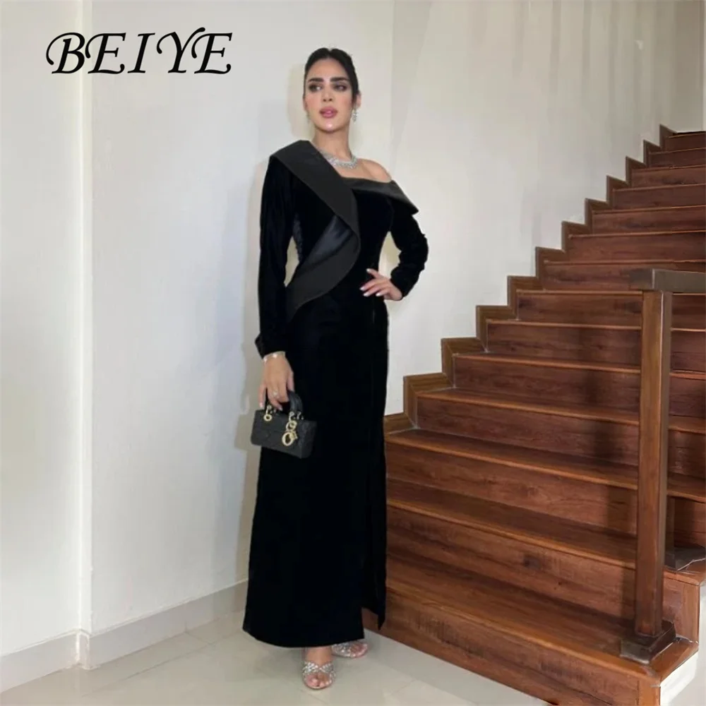 BEIYE Simple Long Sleeves Sheath Evening Dresses Women 2026 Off The Shoulder Slit Party Gown Customized فساتين سهرة
BEIYE Simple Long Sleeves Sheath Evening Dresses Women 2026 Off The Shoulder Slit Party Gown Customized فساتين سهرة