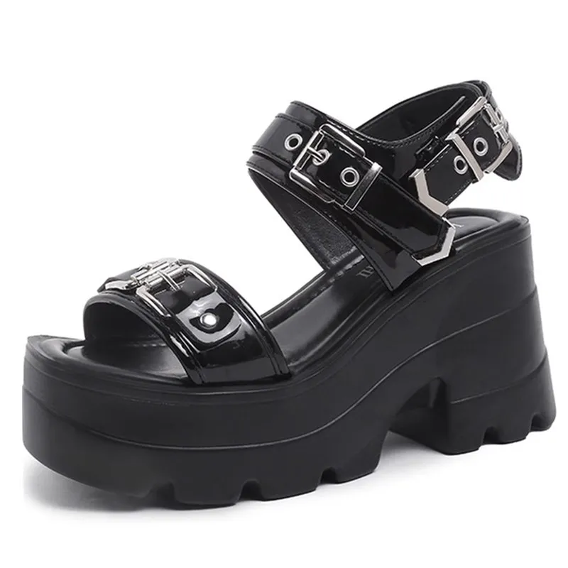 10CM Summer Hollowed-out Breathable Thin Sandals 2025 Women New All-match High-heeled Platform Sandals Punk Thick Heel Shoes
10CM Summer Hollowed-out Breathable Thin Sandals 2025 Women New All-match High-heeled Platform Sandals Punk Thick Heel Shoes