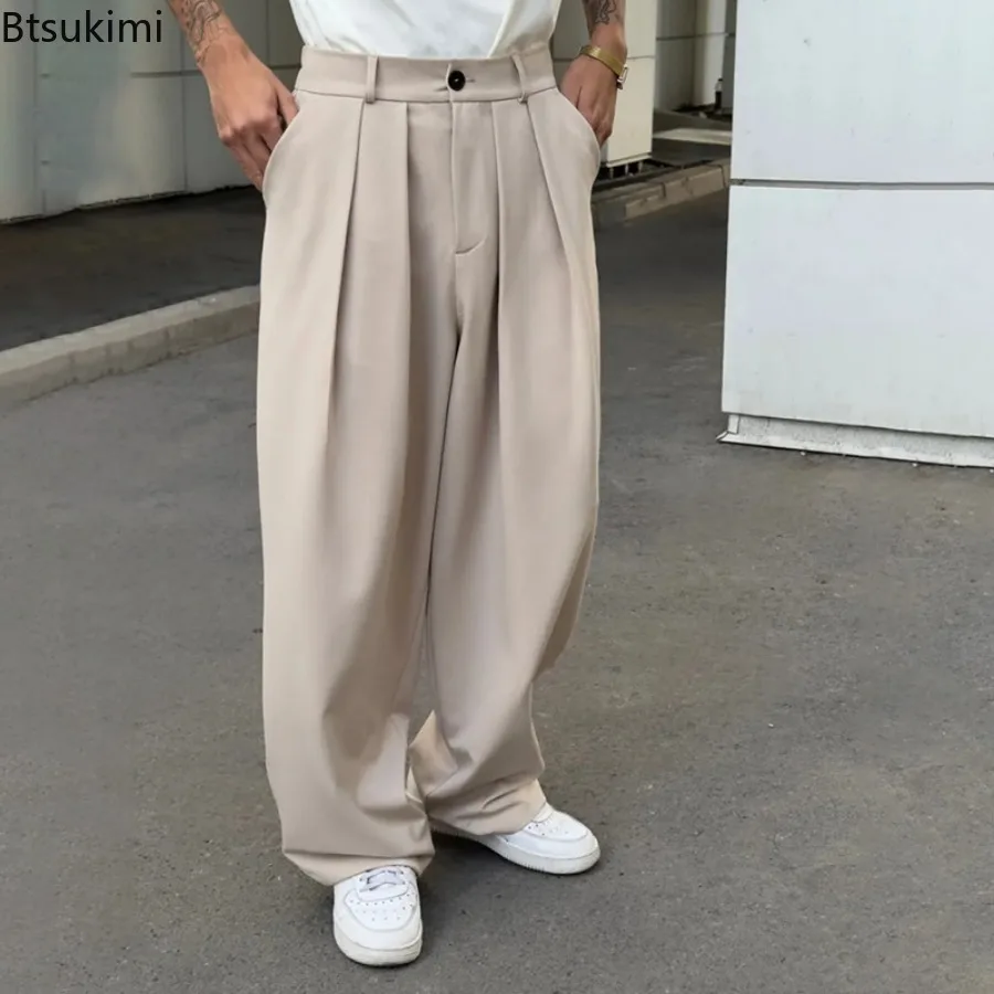 New Fashion Men's Casual Pants Pleated Design Solid Color Straight Trousers Spring Autumn Korean Men Loose Wide Leg Suit Pants
New Fashion Men's Casual Pants Pleated Design Solid Color Straight Trousers Spring Autumn Korean Men Loose Wide Leg Suit Pants