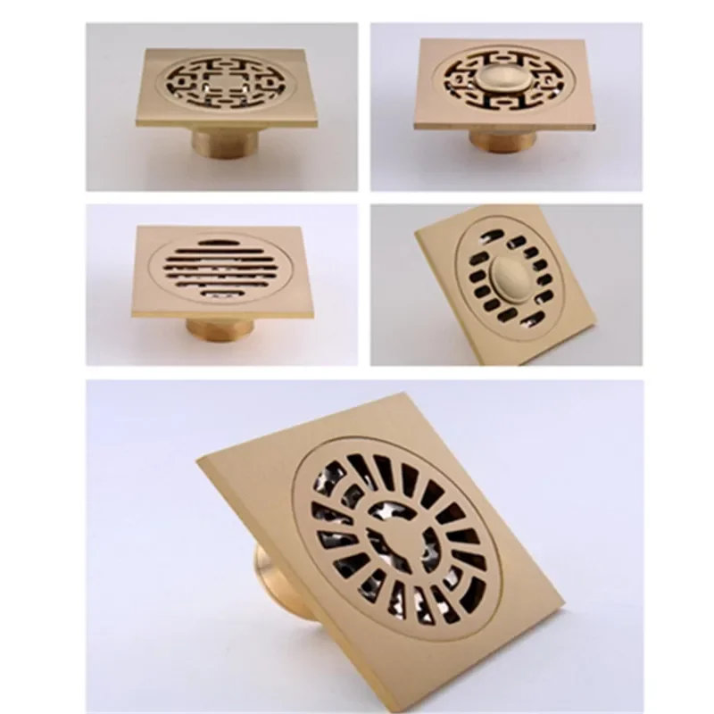 Brass Floor Drains Brushed Gold 10×10 CM Bathroom Hardware Square Shower Floor Drain Trap Waste Grate With Hair Strainer
Brass Floor Drains Brushed Gold 10×10 CM Bathroom Hardware Square Shower Floor Drain Trap Waste Grate With Hair Strainer