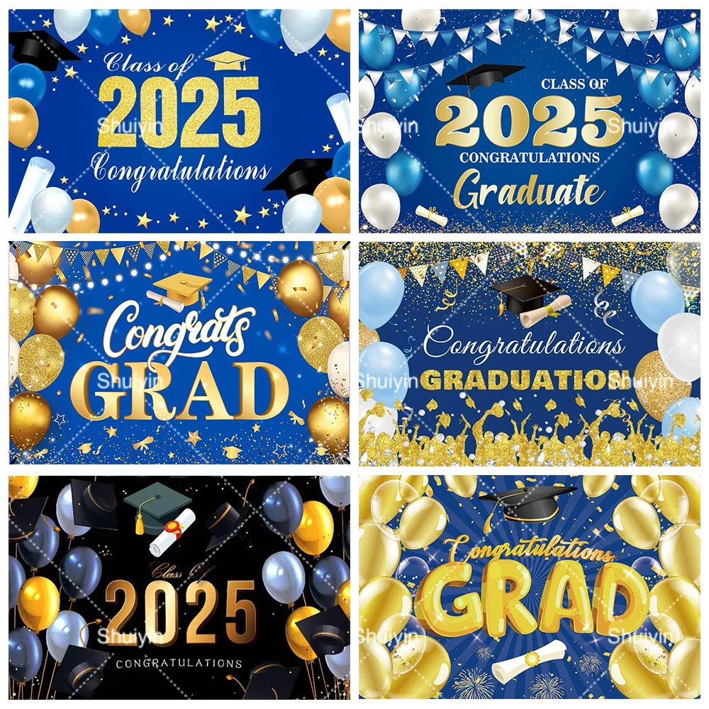 2025 Graduation Theme Photography Backdrops Graduation Ceremony Party Decor Bachelor Hat Blue Gold Glitter Balloons Banner Props
2025 Graduation Theme Photography Backdrops Graduation Ceremony Party Decor Bachelor Hat Blue Gold Glitter Balloons Banner Props