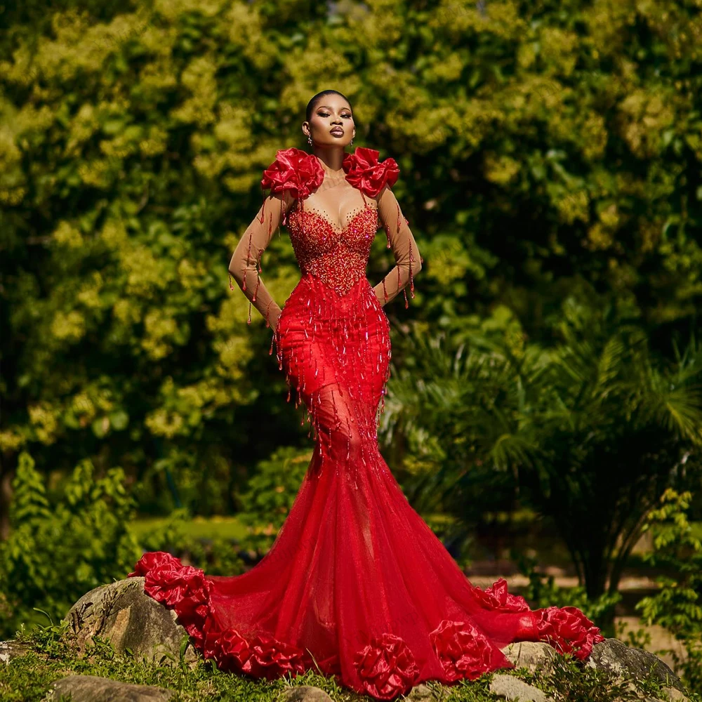 2026 Red Crystal Mermaid Prom Dresses O Neck 3D Flowers Beading African Women Evening Birthday Party Graduation Dress Customized
2026 Red Crystal Mermaid Prom Dresses O Neck 3D Flowers Beading African Women Evening Birthday Party Graduation Dress Customized