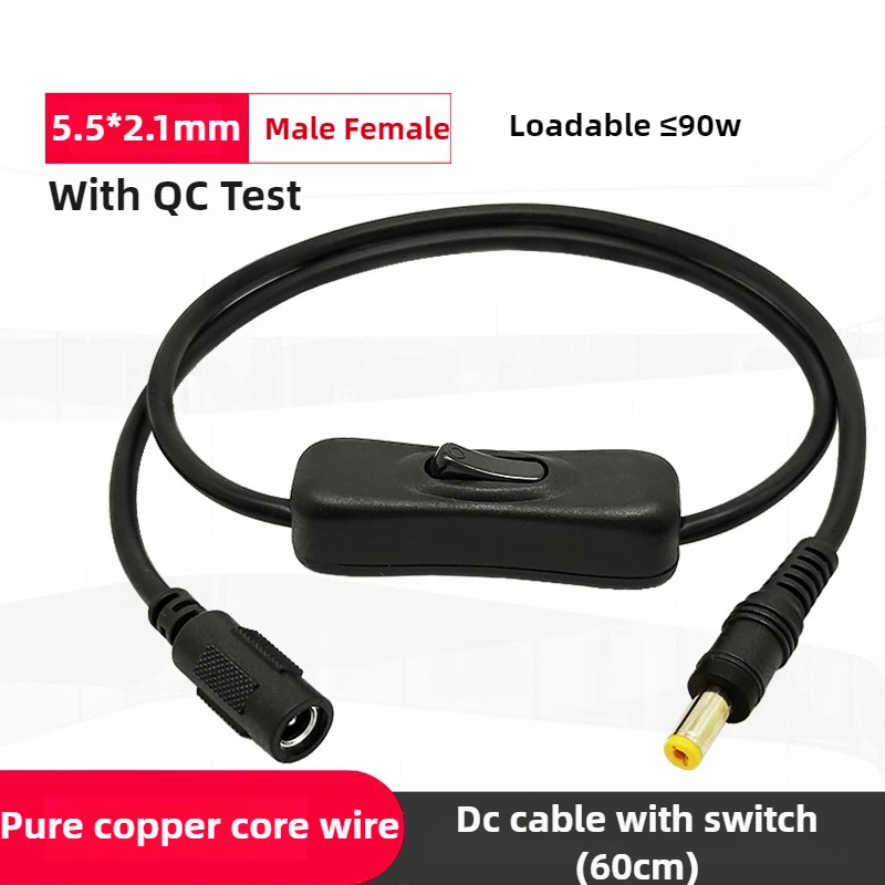 1Pcs 5.5 X 2.1mm DC Power Supply Connector DC 9-12V Male Plug to Female Jack On-Off Switch Extension Cable For LED Strip Light
1Pcs 5.5 X 2.1mm DC Power Supply Connector DC 9-12V Male Plug to Female Jack On-Off Switch Extension Cable For LED Strip Light