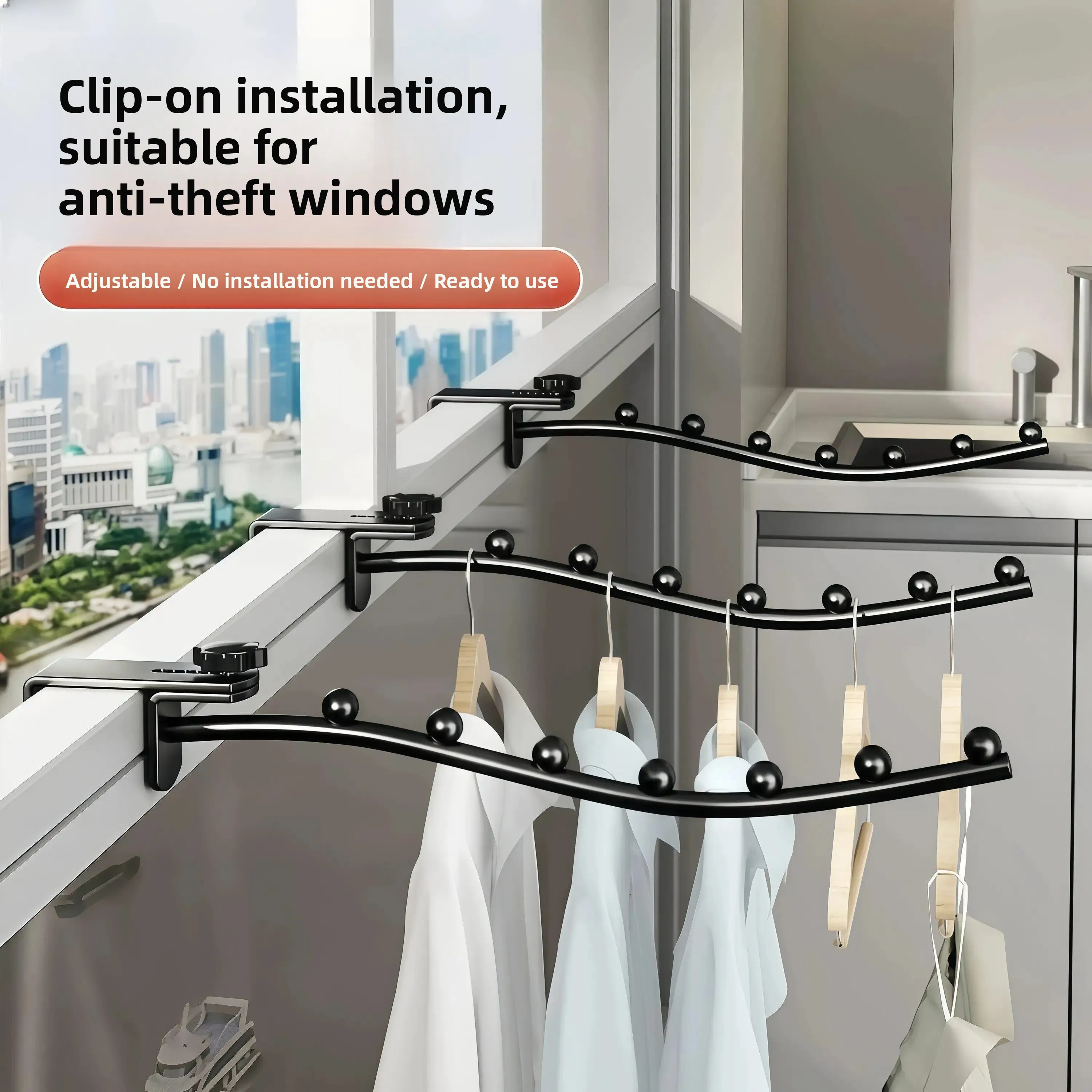 Stainless Steel Clothes Drying Rack Balcony Anti-Theft Window Guardrail Hook Dormitory Bedside Hook Home Use No Drilling Needed
Stainless Steel Clothes Drying Rack Balcony Anti-Theft Window Guardrail Hook Dormitory Bedside Hook Home Use No Drilling Needed