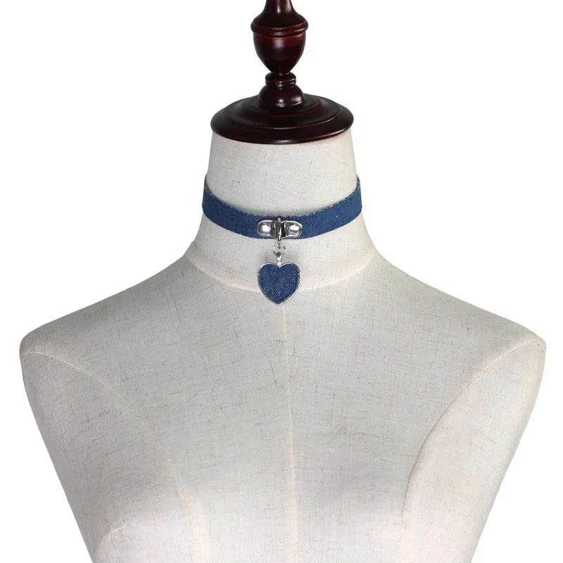 Decopunk Blue Denim Heart Pendant Choker Necklace For Women Jeans Chokers Tattoo Collar Collier Ras De Cou Colar Bijoux Femme
Decopunk Blue Denim Heart Pendant Choker Necklace For Women Jeans Chokers Tattoo Collar Collier Ras De Cou Colar Bijoux Femme