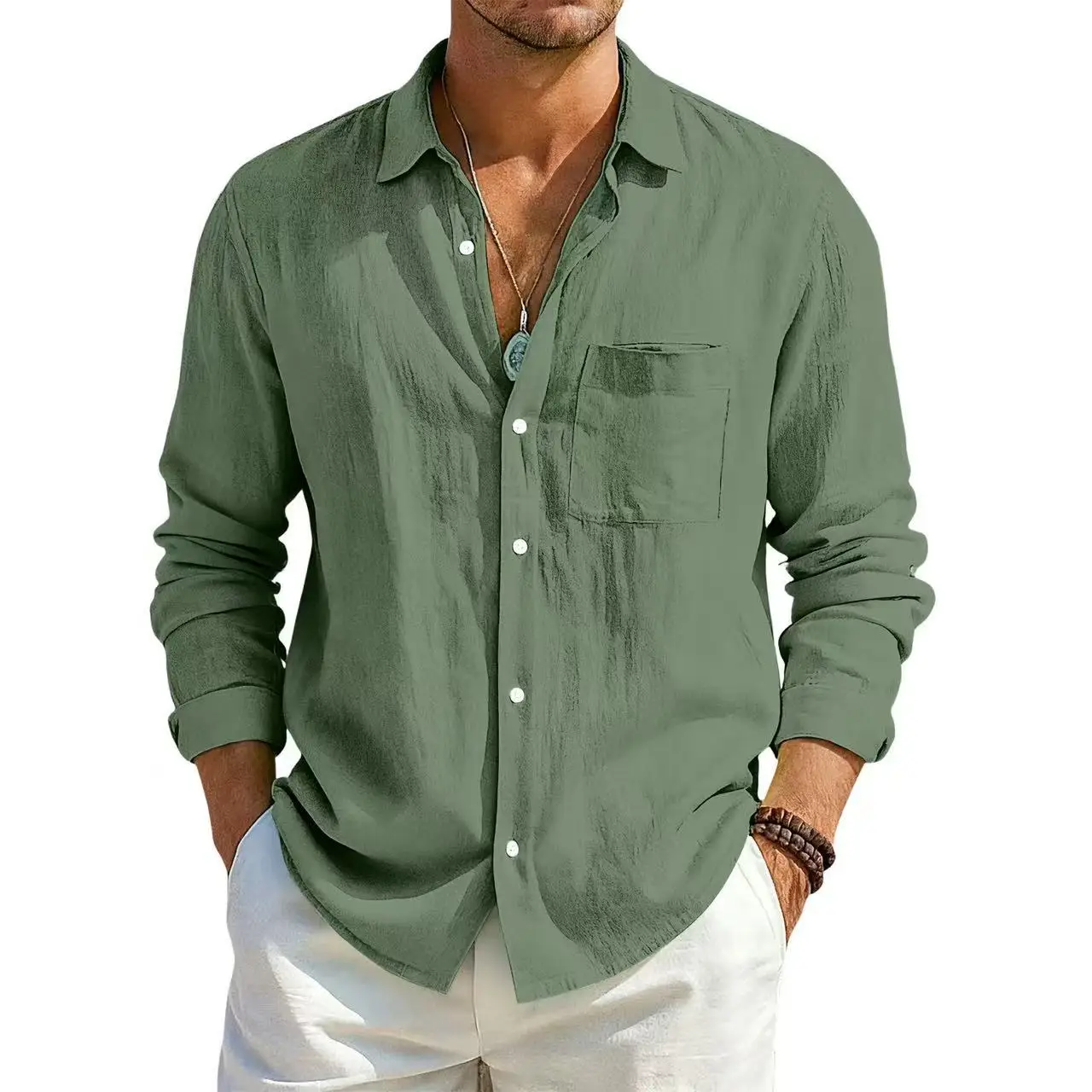2026 New Casual Cotton and Linen Long-sleeved Button-up Shirt Fashionable Loose Breathable Solid Color Men's Shirt
2026 New Casual Cotton and Linen Long-sleeved Button-up Shirt Fashionable Loose Breathable Solid Color Men's Shirt