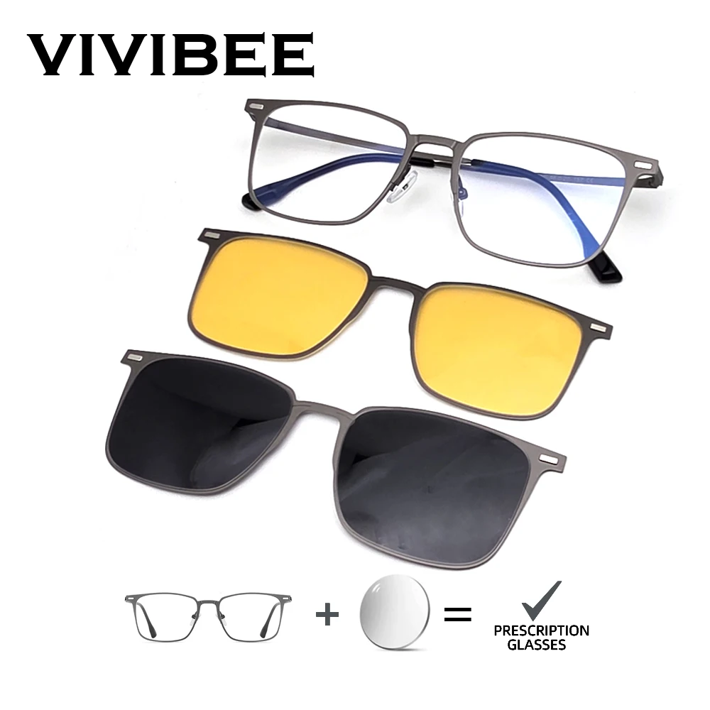VIVIBEE Metal Business Customized Prescription Glasses Magnet Clip on Polarized Sunglasses Photochromic Myopia Eyeglasses
VIVIBEE Metal Business Customized Prescription Glasses Magnet Clip on Polarized Sunglasses Photochromic Myopia Eyeglasses