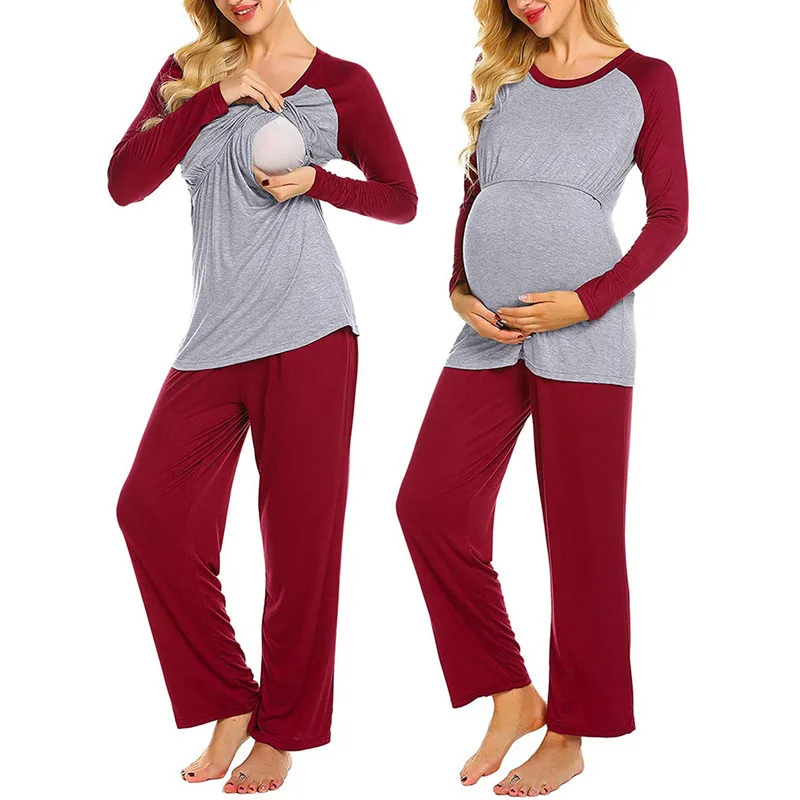 Women Maternity Pajamas 2pcs Set Summer Short Sleeve Solid Nursing T-shirt Tops+pants Sleepwear Set Breast Feeding Nightwear
Women Maternity Pajamas 2pcs Set Summer Short Sleeve Solid Nursing T-shirt Tops+pants Sleepwear Set Breast Feeding Nightwear