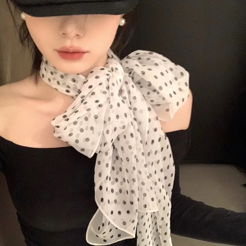 Polka Dot Long Silk Scarf for Women Spring Summer Premium Neck Tie Ribbon Versatile Decorative Thin Fashion Scarf Bandana
Polka Dot Long Silk Scarf for Women Spring Summer Premium Neck Tie Ribbon Versatile Decorative Thin Fashion Scarf Bandana