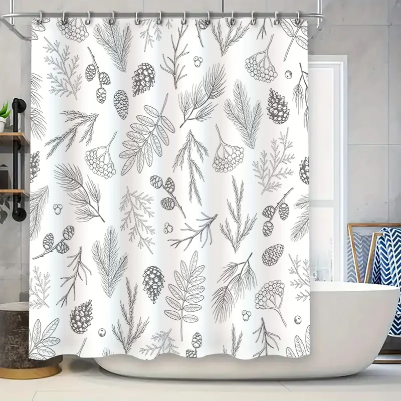 Белая и черная занавеска для душа с цветочным принтом в деревенском стиле, декор для ванной комнаты с сосновыми шишками, размер 72x84 дюймов, моющаяся ткань 
Белая и черная занавеска для душа с цветочным принтом в деревенском стиле, декор для ванной комнаты с сосновыми шишками, размер 72x84 дюймов, моющаяся ткань