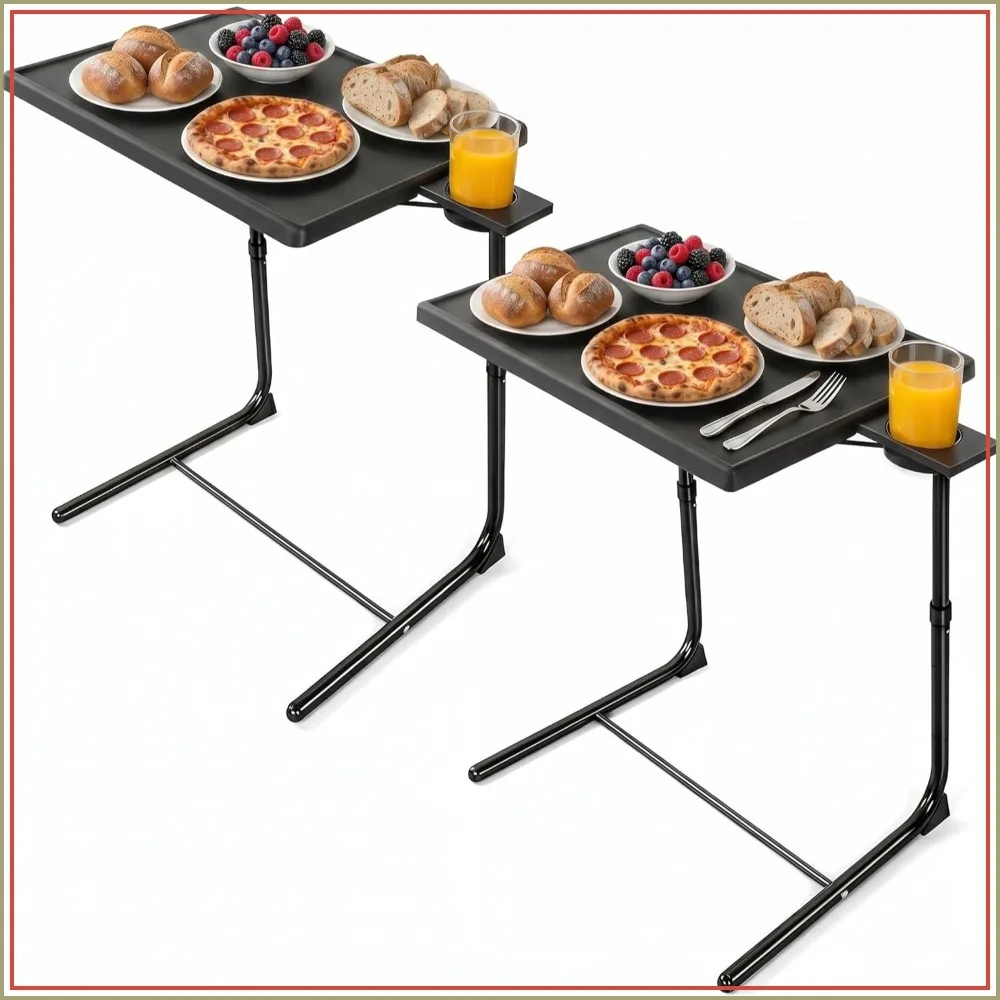 Adjustable TV Tray Tables - 2 Packs, 6 Heights & 3 Tilt Angles, Folding with Cup Holder for Eating & Reading
Adjustable TV Tray Tables - 2 Packs, 6 Heights & 3 Tilt Angles, Folding with Cup Holder for Eating & Reading