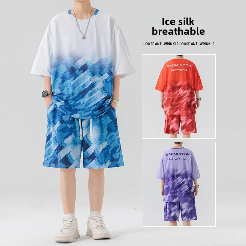 Men's two-piece set directly for 2025 leisure sports suit short sleeve shorts fashion brand ice silk new with a set tracksuit
Men's two-piece set directly for 2025 leisure sports suit short sleeve shorts fashion brand ice silk new with a set tracksuit