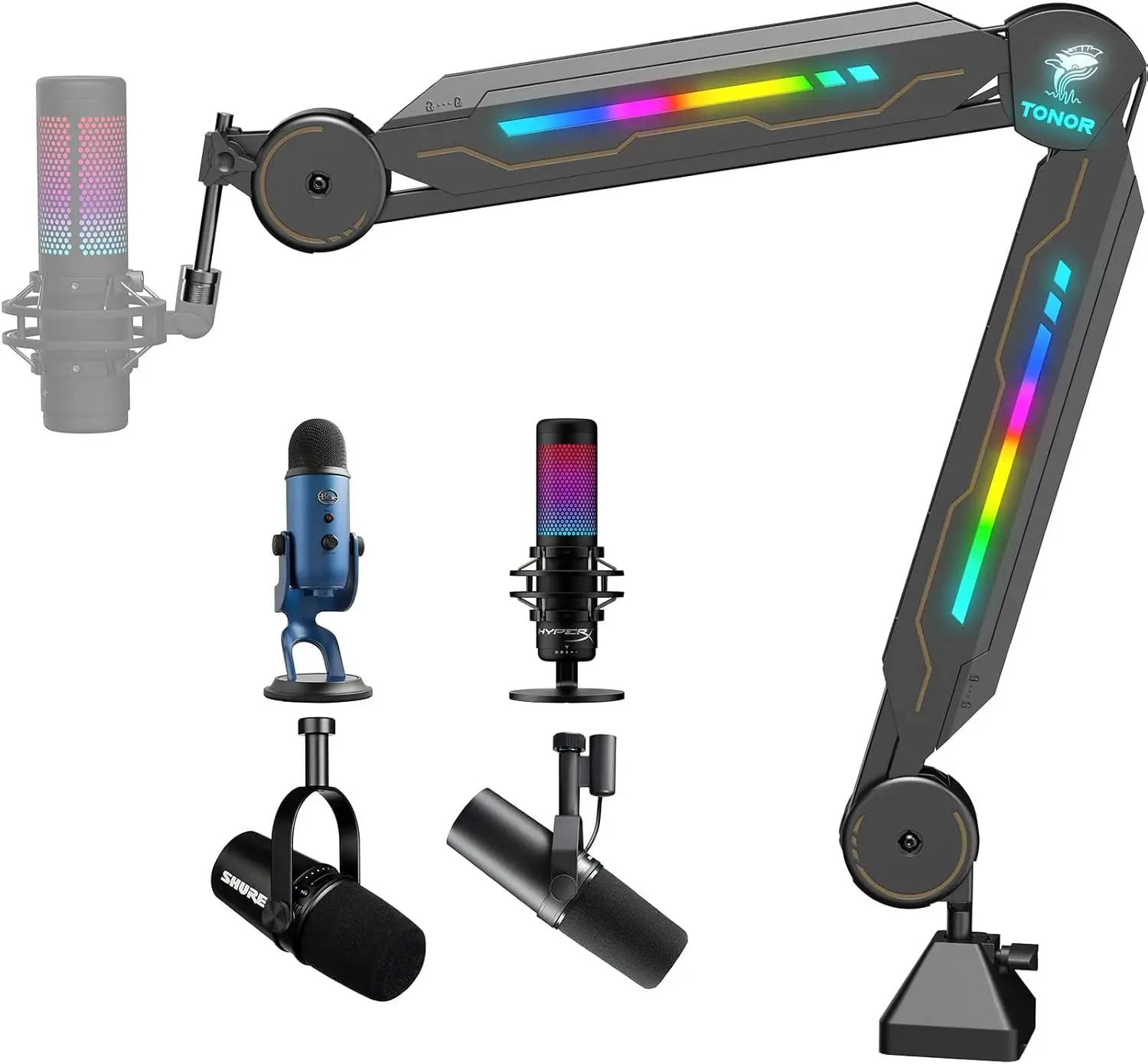 Регулируемая RGB-стойка для микрофона с креплением 5/8'', совместимая с играми, стримингом, подкастингом и записью.
Регулируемая RGB-стойка для микрофона с креплением 5/8'', совместимая с играми, стримингом, подкастингом и записью.