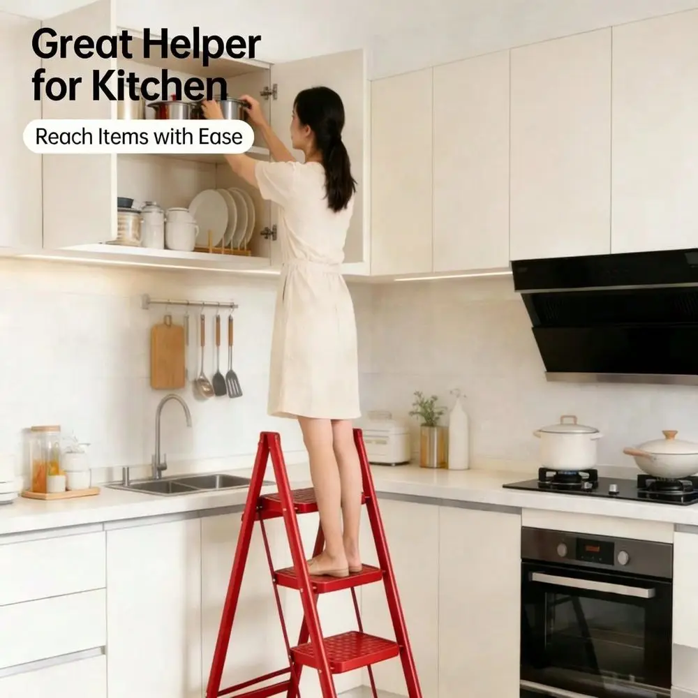 Step Folding Ladder, Portable Household Step Stool With AntiSlip Pedal, Sturdy SpaceSaving Ladder For Home Kitchen
Step Folding Ladder, Portable Household Step Stool With AntiSlip Pedal, Sturdy SpaceSaving Ladder For Home Kitchen