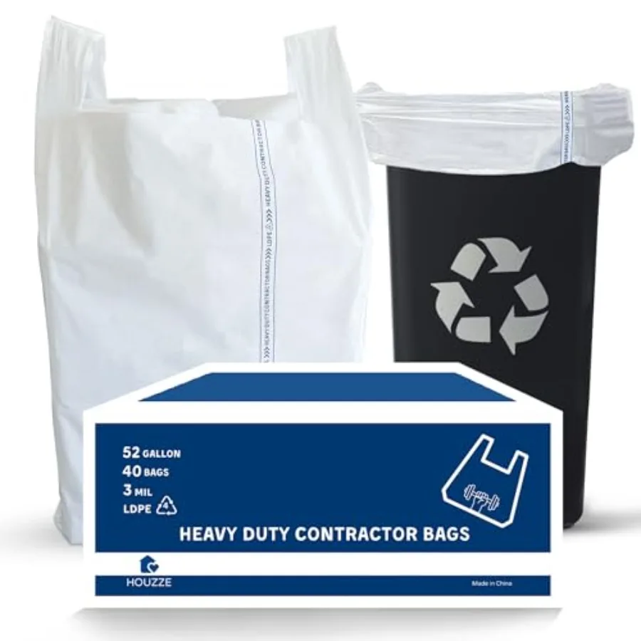 Heavy Duty Contractor Trash Bags with Handles 52 Gallon 40 Count 3 MIL Thick Extra Large Garbage Bags for Yard Waste Constructi
Heavy Duty Contractor Trash Bags with Handles 52 Gallon 40 Count 3 MIL Thick Extra Large Garbage Bags for Yard Waste Constructi