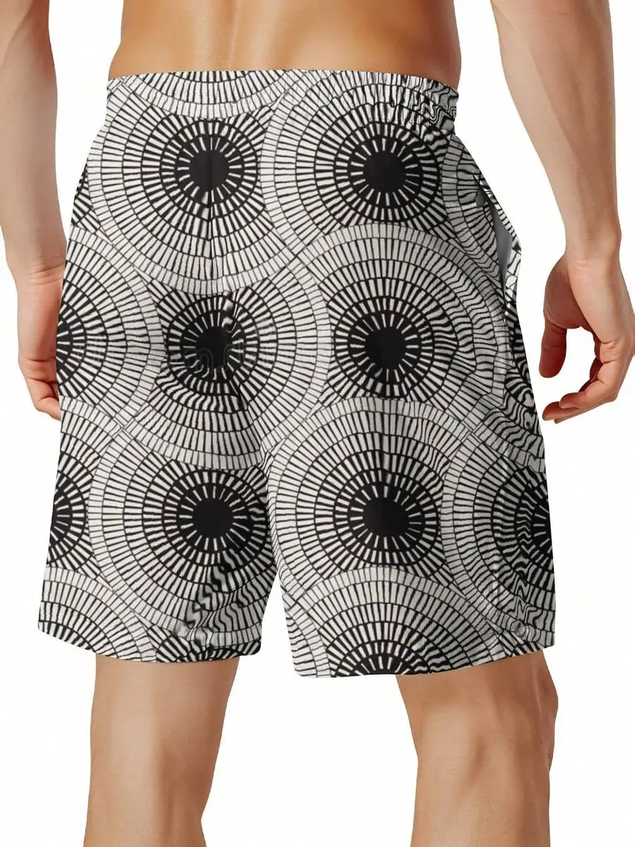 Mens Quick-Dry Geometric Print Swim Shorts With Drawstring Waist For Beach And Summer Activities
Mens Quick-Dry Geometric Print Swim Shorts With Drawstring Waist For Beach And Summer Activities