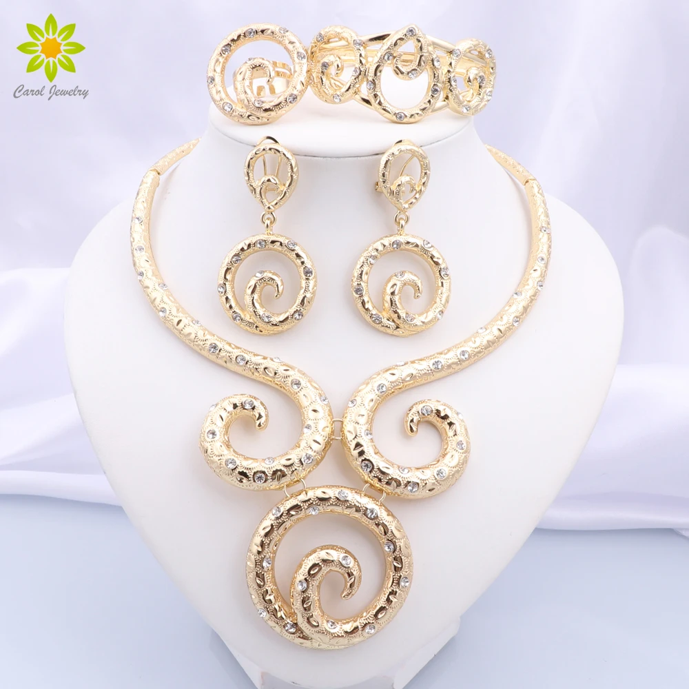 Bridal Jewelry Sets For Women Party African Beads Gold Color Crystal Necklace Earrings Set Classic Costume Wedding Jewelry Set
Bridal Jewelry Sets For Women Party African Beads Gold Color Crystal Necklace Earrings Set Classic Costume Wedding Jewelry Set