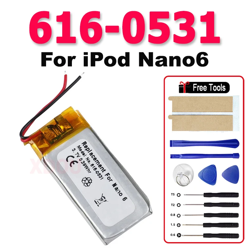 616-0531 new Replacement Battery For ipod Nano6 6G 6th Generation MP3 Li-Polymer Rechargeable Nano 6 Batteries + Tools
616-0531 new Replacement Battery For ipod Nano6 6G 6th Generation MP3 Li-Polymer Rechargeable Nano 6 Batteries + Tools