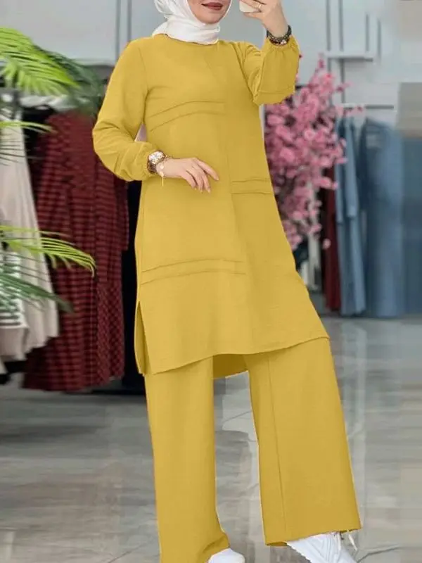 Elegant Modest Long Sleeve Top Sporty Casual Wide Leg Pants Plain Solid Comfy Muslimah Set Chic Relaxed Arabic Outfit
Elegant Modest Long Sleeve Top Sporty Casual Wide Leg Pants Plain Solid Comfy Muslimah Set Chic Relaxed Arabic Outfit