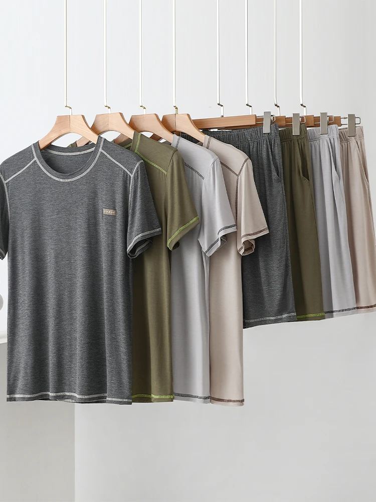 Modal Men's round Neck Short Sleeve Set Summer Thin Casual Top Shorts Home Loose Sleepwear Comfortable Breathable Lightweight
Modal Men's round Neck Short Sleeve Set Summer Thin Casual Top Shorts Home Loose Sleepwear Comfortable Breathable Lightweight