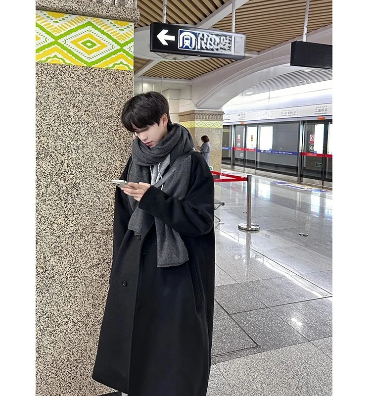 Thiened Winter Men's Coat Bla Cthulhu Civilian Long Woolen Jaet Korean Sle Pure Desire Faion Outerwear Coat
Thiened Winter Men's Coat Bla Cthulhu Civilian Long Woolen Jaet Korean Sle Pure Desire Faion Outerwear Coat