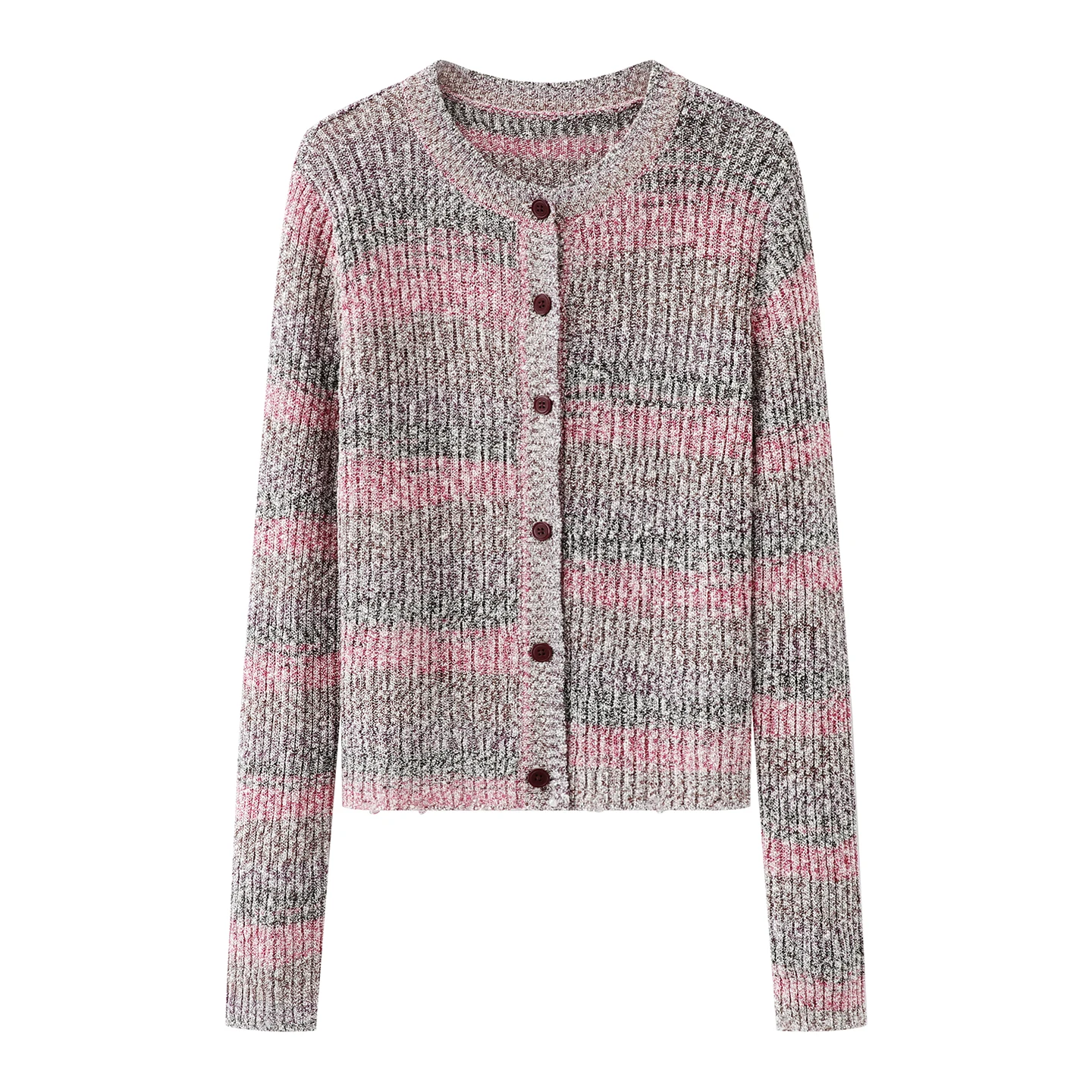 Xiao Ai's Button-Up Knitwear Spring 2026 round Neck Slim Fit Striped Long Sleeve Short Coat Casual Style with Hole
Xiao Ai's Button-Up Knitwear Spring 2026 round Neck Slim Fit Striped Long Sleeve Short Coat Casual Style with Hole