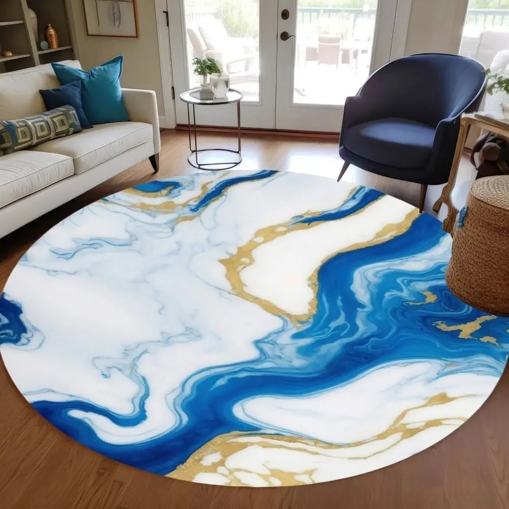 Luxury Cream Gold Blue Marble Swirl Wool Area Rug, Washable, Water-Resistant for Living Room, Bedroom, or Outdoor Use
Luxury Cream Gold Blue Marble Swirl Wool Area Rug, Washable, Water-Resistant for Living Room, Bedroom, or Outdoor Use