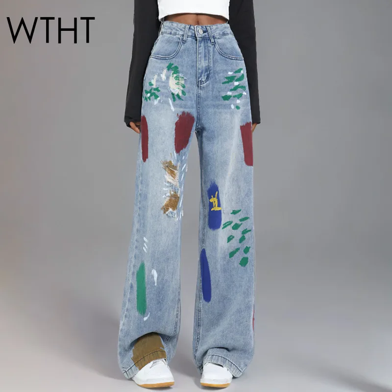 WTHT Fashion Women's Spliced Irregular Graffiti Design Straight Jeans 2025 Summer High Waist Wide Leg Denim Pants Female 1LS1900
WTHT Fashion Women's Spliced Irregular Graffiti Design Straight Jeans 2025 Summer High Waist Wide Leg Denim Pants Female 1LS1900