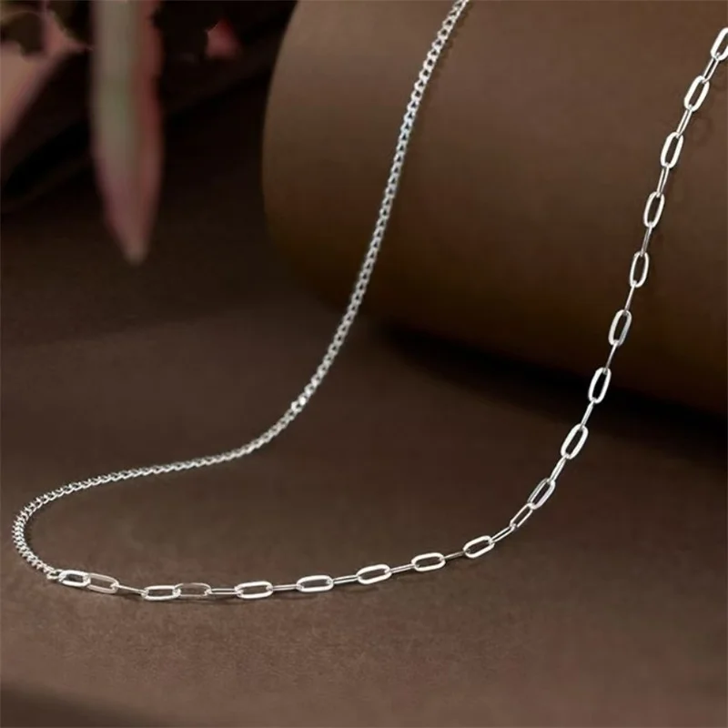 New 999 sterling silver AB chain - Women's collarbone necklace - Fashionable and versatile jewelry gift wholesale
New 999 sterling silver AB chain - Women's collarbone necklace - Fashionable and versatile jewelry gift wholesale