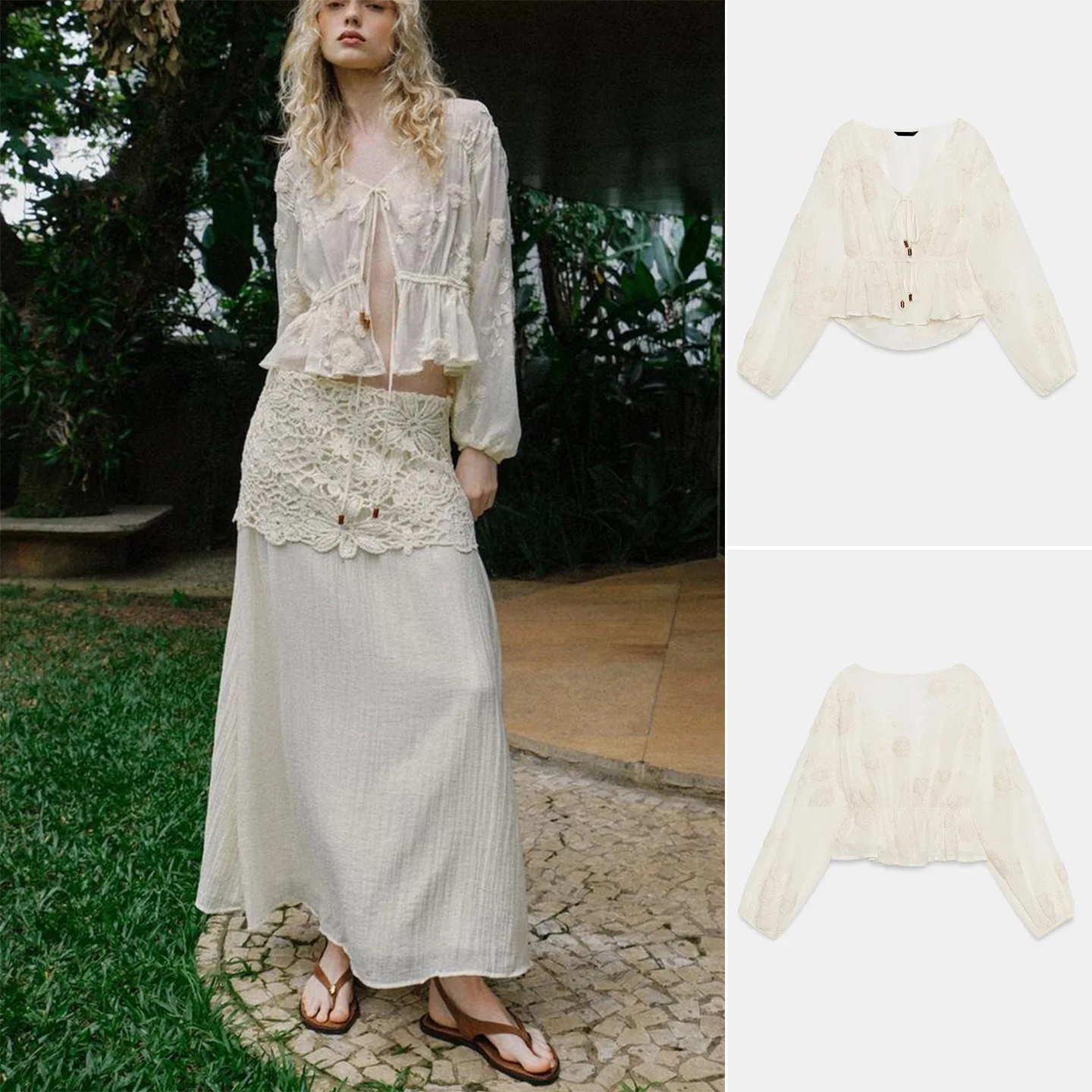 Summer New Women's Translucent Shirt Embroidered Long Sleeve V-neck Knot Belt Loose Fit Breathable Polyester Fashion Shirt
Summer New Women's Translucent Shirt Embroidered Long Sleeve V-neck Knot Belt Loose Fit Breathable Polyester Fashion Shirt