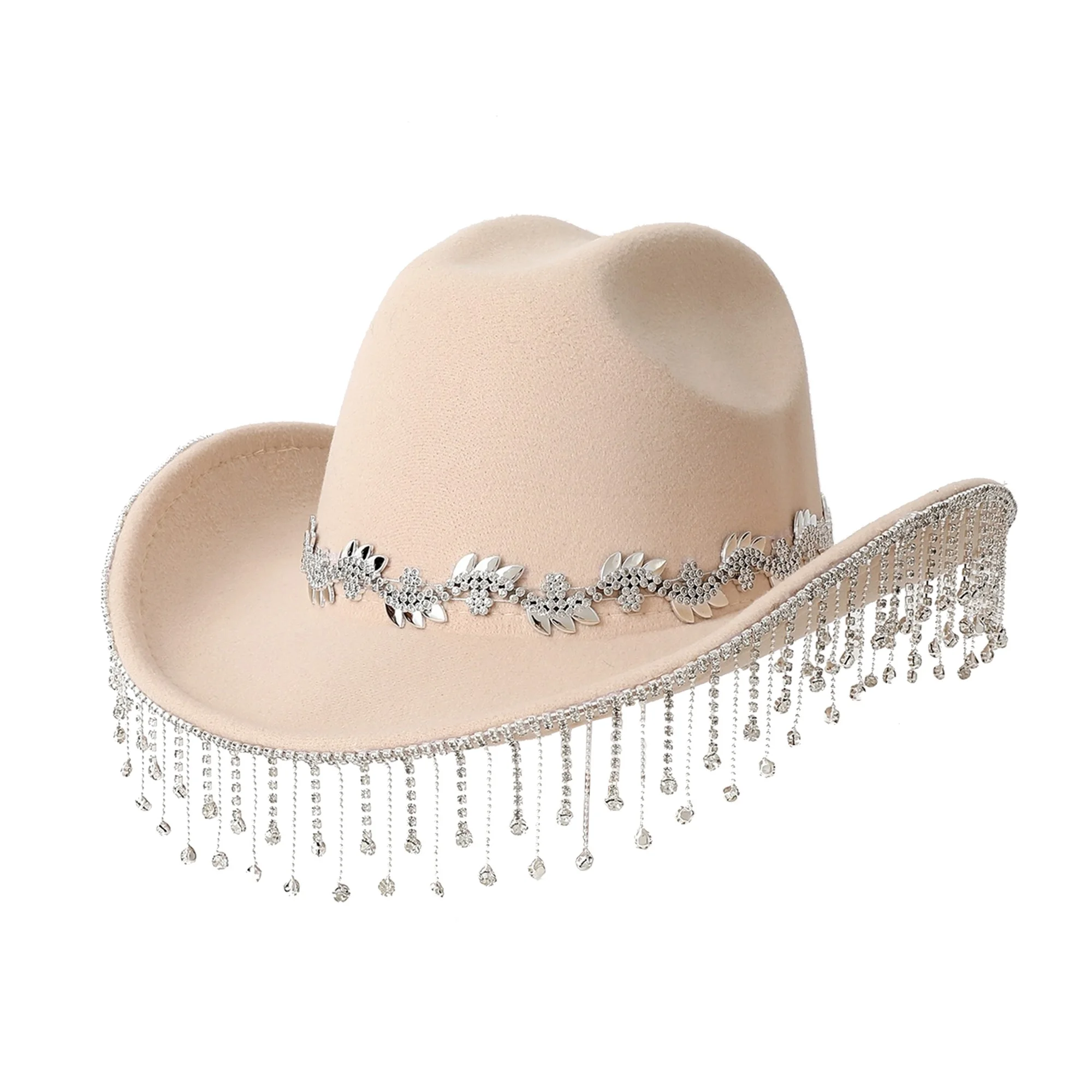 Tassel Rhinestone Cowgirl Hat for Women Men Leaf Belt Wide Brim Solid Color Western Cap
Tassel Rhinestone Cowgirl Hat for Women Men Leaf Belt Wide Brim Solid Color Western Cap