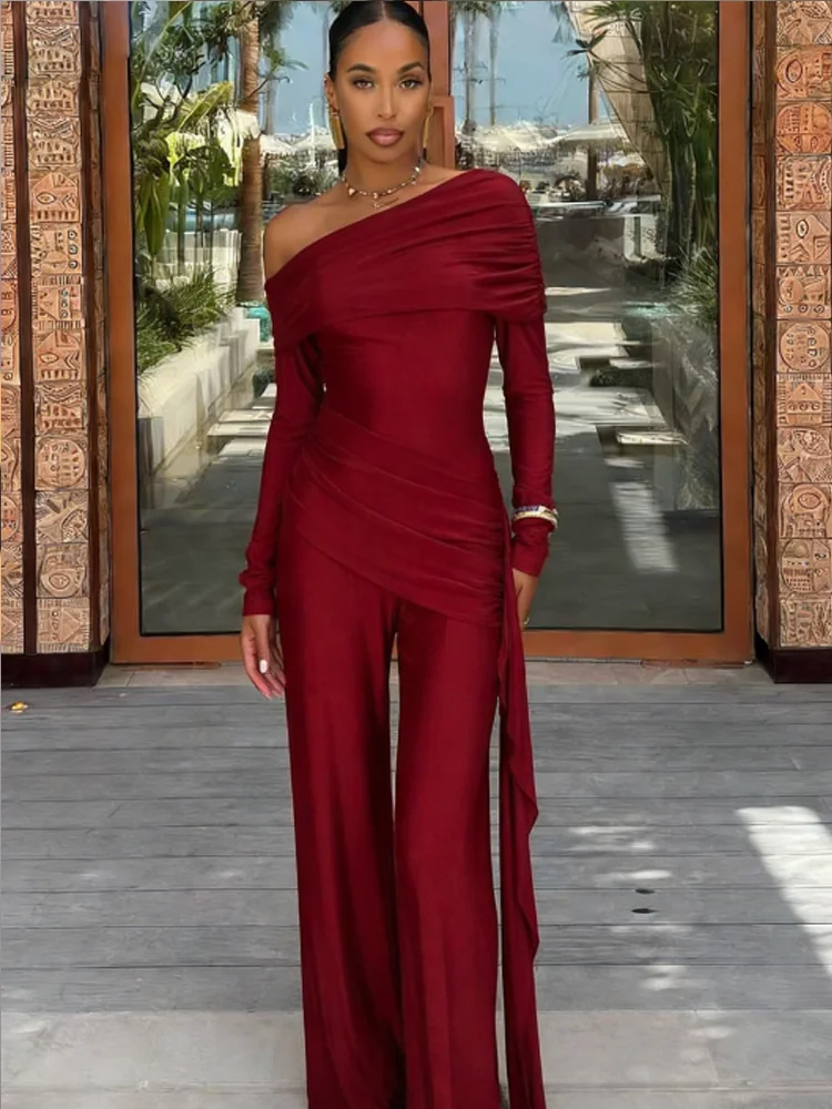 Nibber Banquet Solid Jumpsuits Women Long Tassels Folds Full Sleeve Asymmetrical Collar Skinny Fashion Elegant Classic Outfits
Nibber Banquet Solid Jumpsuits Women Long Tassels Folds Full Sleeve Asymmetrical Collar Skinny Fashion Elegant Classic Outfits