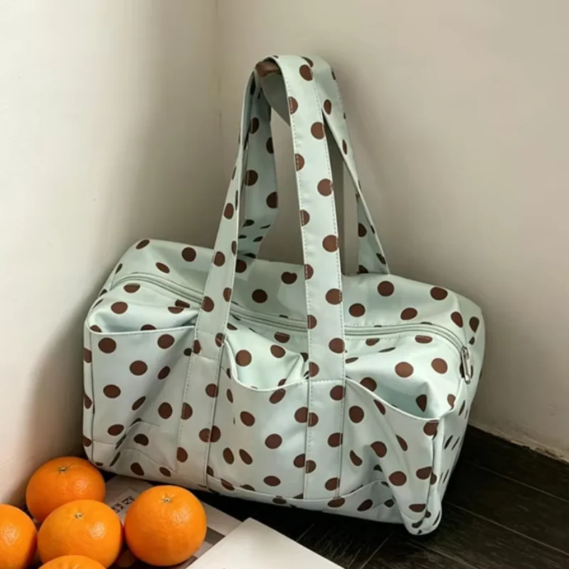 Mint Green Polka Dot Canvas Tote Bag Korean Large Capacity Zippered Shoulder Purse, Casual Soft Handbag For Daily Commute Travel
Mint Green Polka Dot Canvas Tote Bag Korean Large Capacity Zippered Shoulder Purse, Casual Soft Handbag For Daily Commute Travel