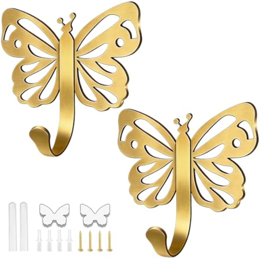 Butterfly Heavy Duty Robe and Towel Hooks for Wall 20LB Gold Brushed Towel Hooks For Bathrooms, Towel/Coat Hooks For Wall, for
Butterfly Heavy Duty Robe and Towel Hooks for Wall 20LB Gold Brushed Towel Hooks For Bathrooms, Towel/Coat Hooks For Wall, for