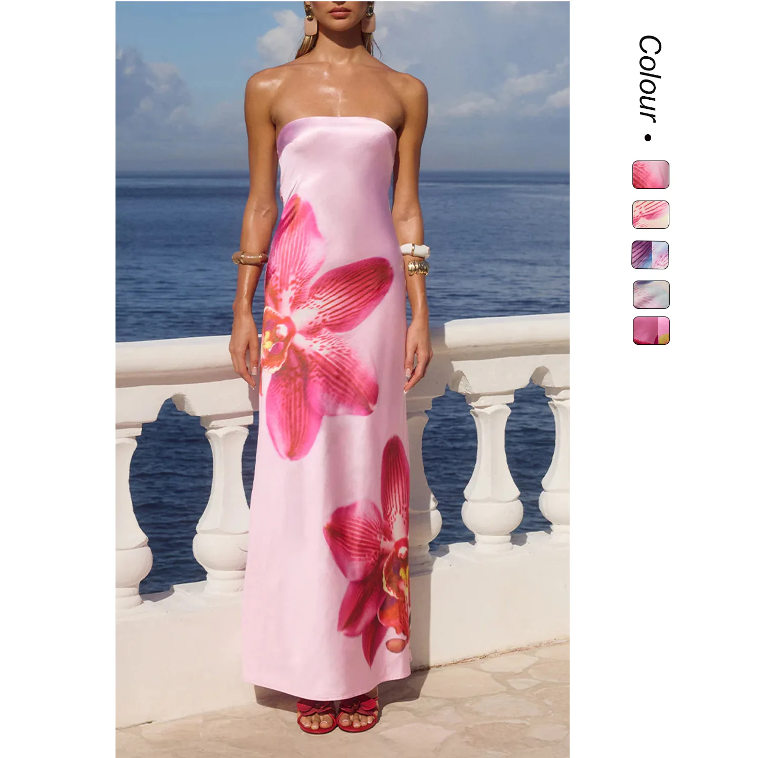European American Summer New Women's Positioned Flower Print Sexy Stretchy Strapless Maxi Dress
European American Summer New Women's Positioned Flower Print Sexy Stretchy Strapless Maxi Dress